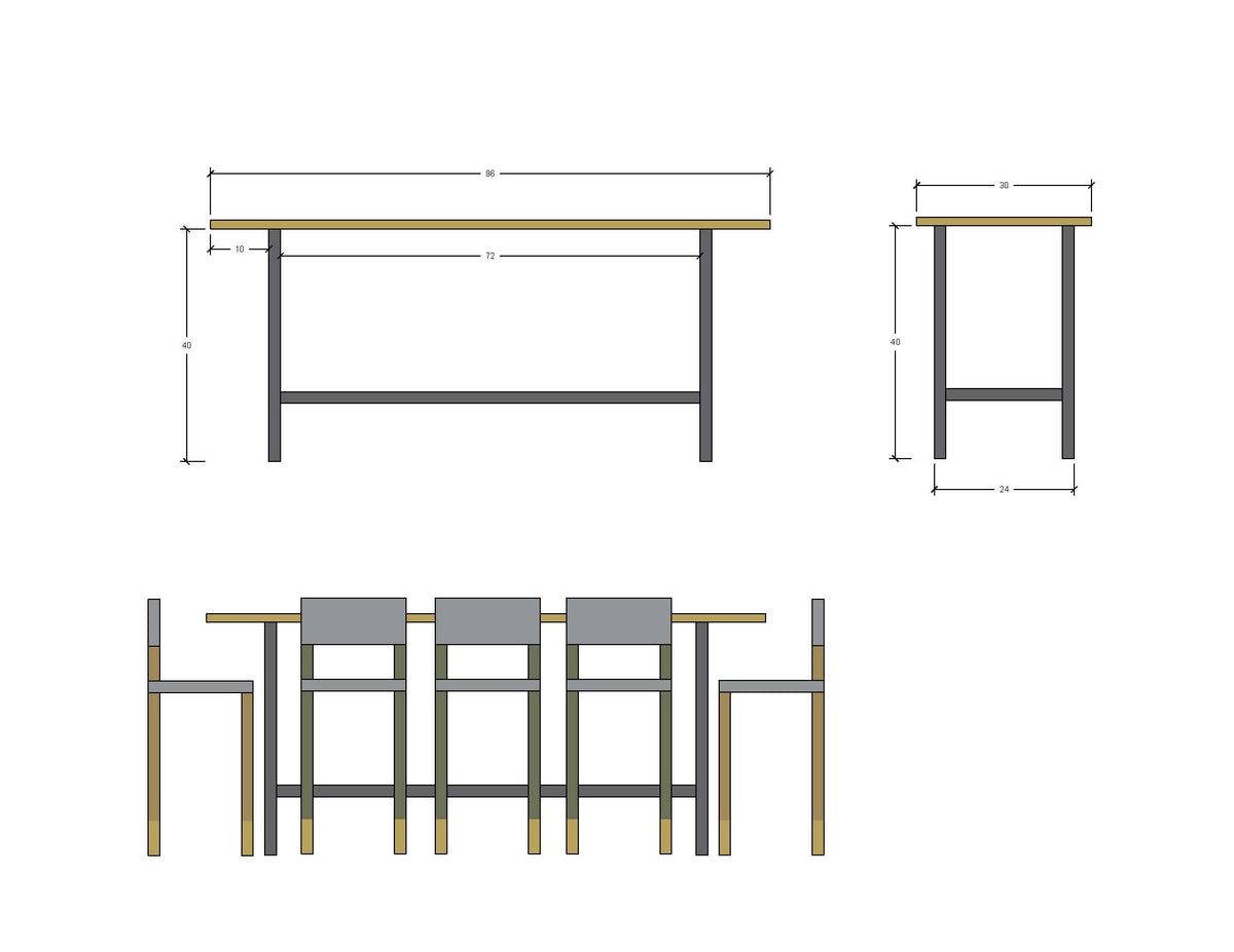 H Style Table Legs with Bolt On Cross Bar/Foot Rest - Custom Order for CH