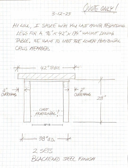 Set of Two Post Table Legs with Connecting Top Plate - Hold for R