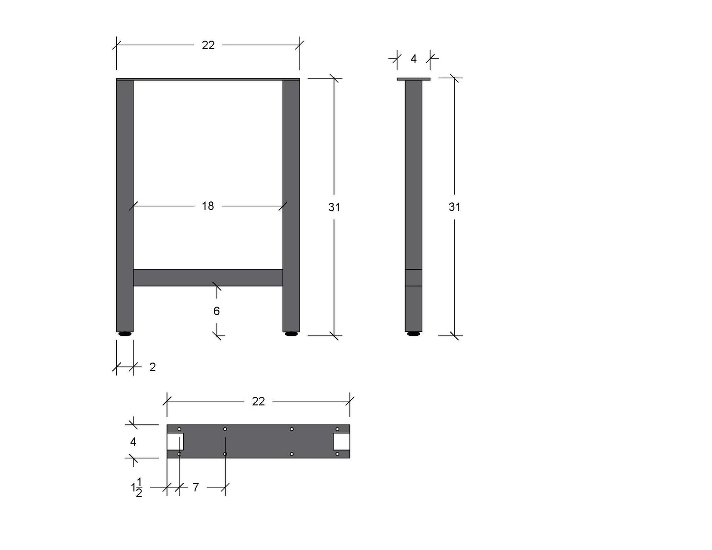 Set of Two H Style Table Legs - Hold for K