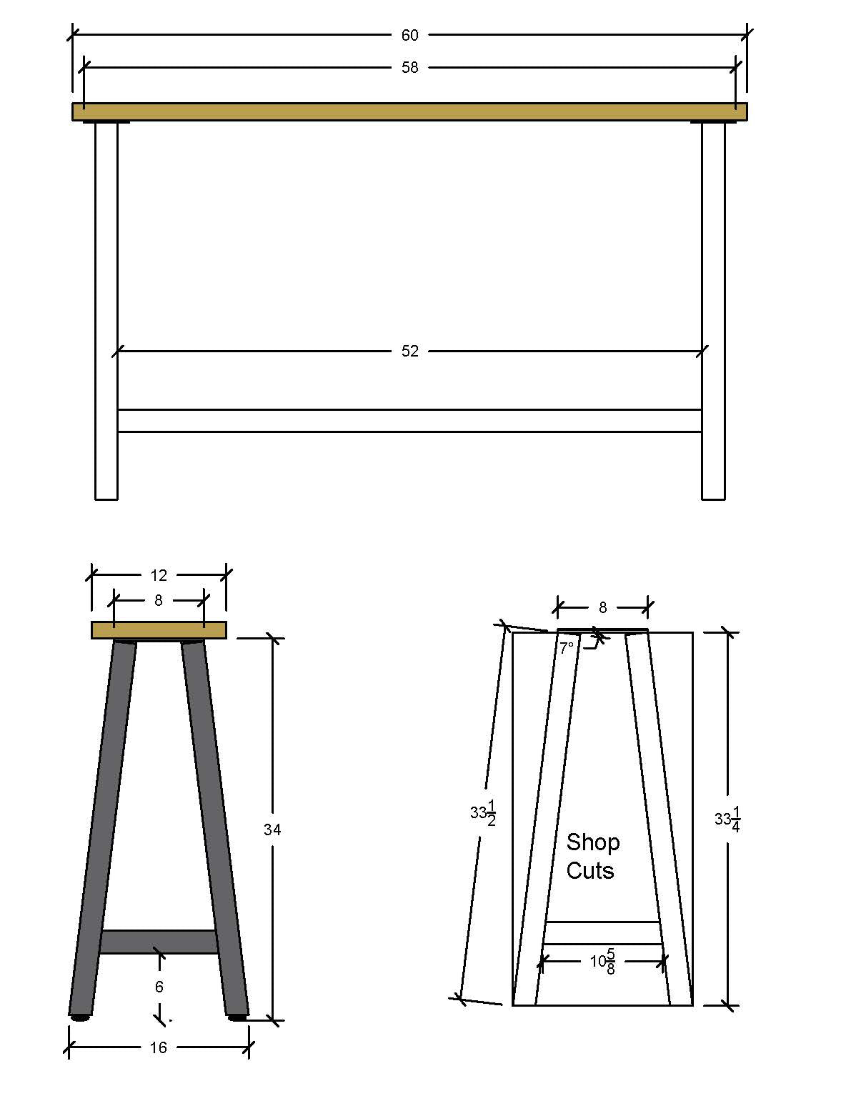 Set of Two A Frame Table Legs with Bolt On Foot Rest - Hold for GP