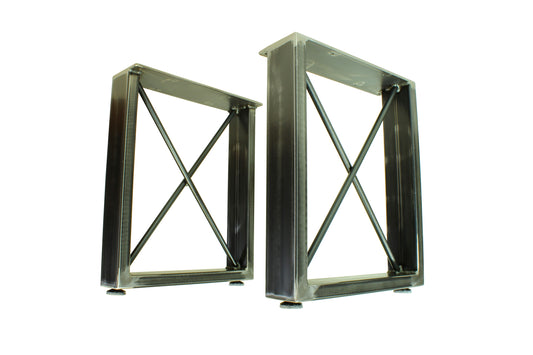 Metal Desk Legs - U Style with X Middle - Rustic Industrial Finish - Hold for D