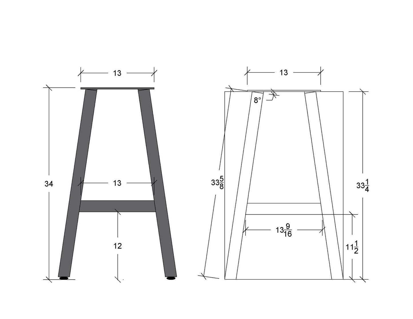 Set of Two A Frame Table Legs - Hold for J