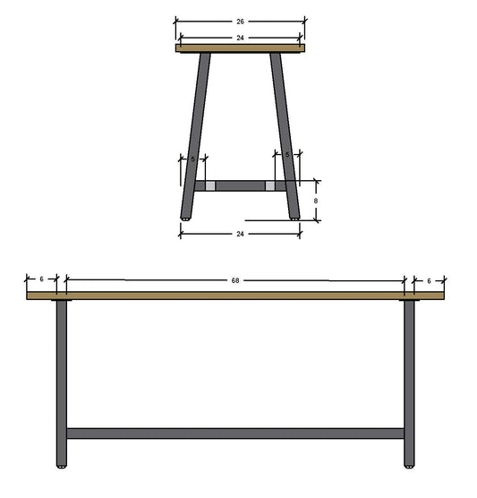 Set of Two A Frame Table Legs with Two Foot Rails - Custom Order for TI