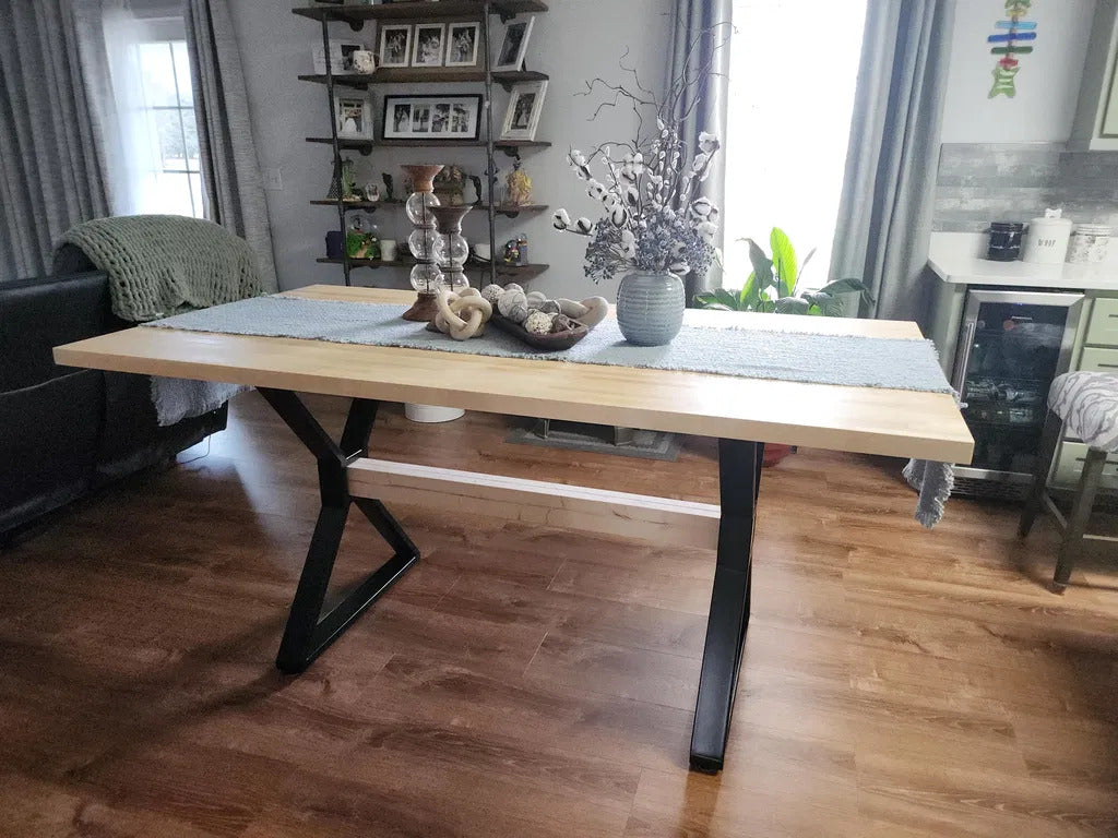 Metal Table Legs - Set of Two - Made in the US - X with Square Middle - Any Size