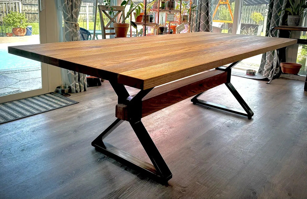 Metal Table Legs - Set of Two - Made in the US - X with Square Middle - Any Size